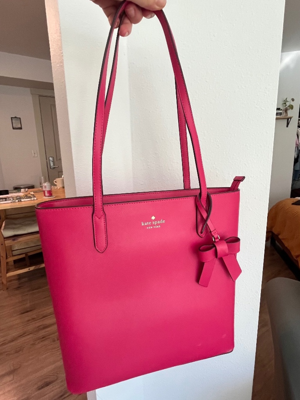 Kate Spade Jana tote bag - hot pink with leather bow